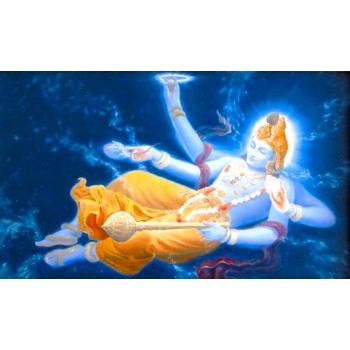 Lord Vishnu in blue background